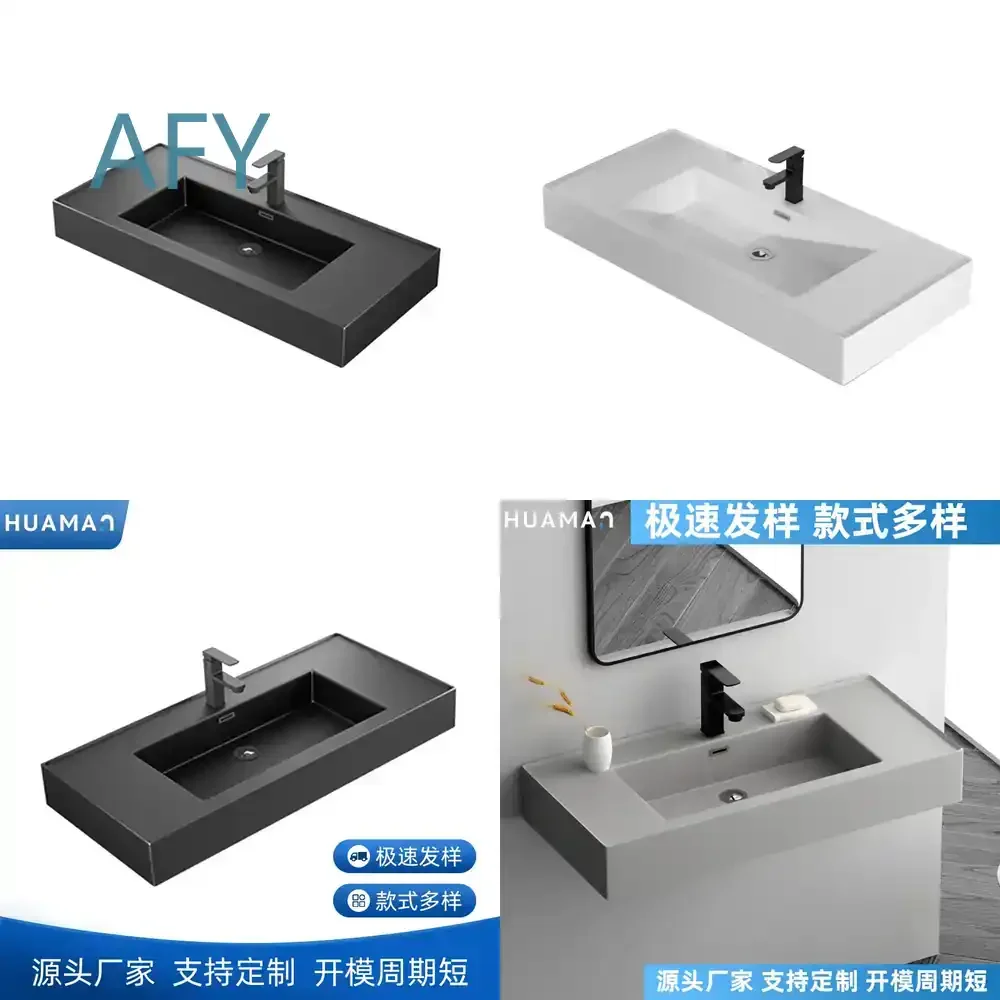 Black Bathroom Sink for Nano Rock Microcrystalline Stone Artificial Stone Integrated Vanity Top for Modern Bathroom