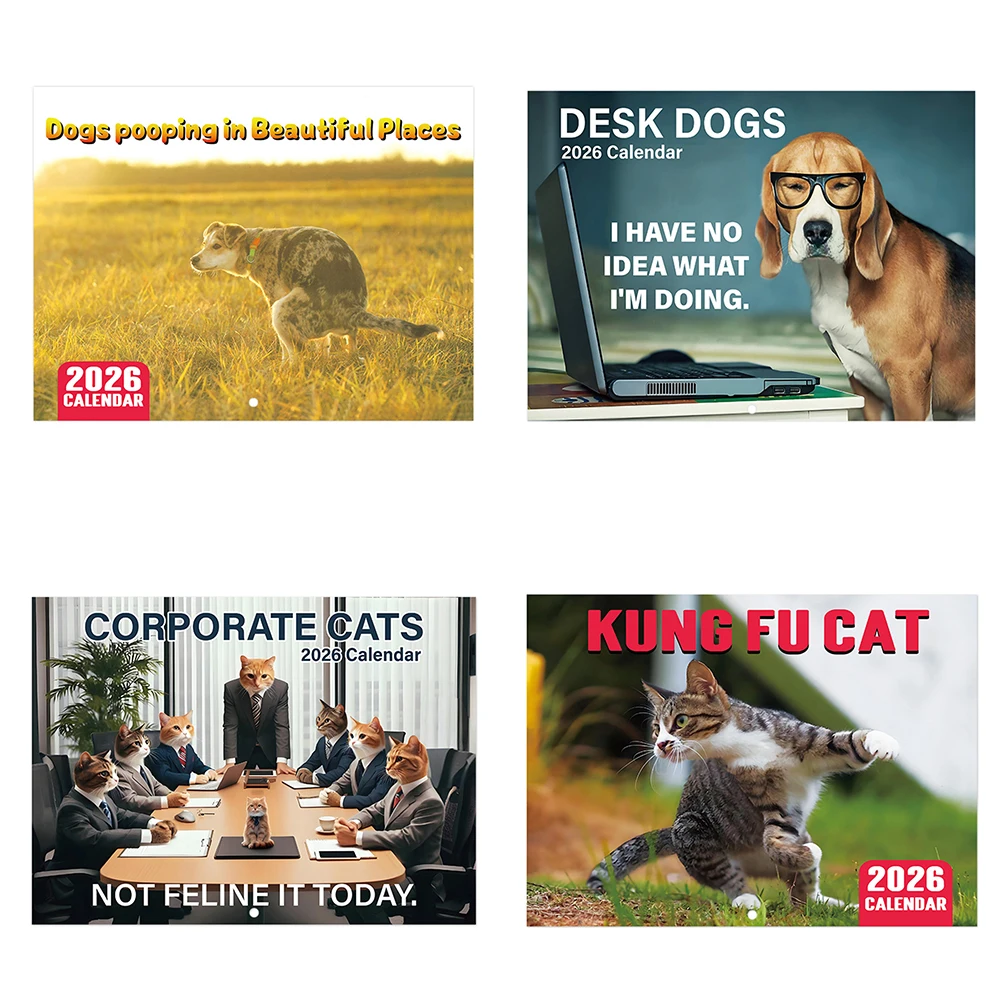 

2026 Wall Calendar Funny Animal Calendar Hanging Calendar for Office School Home Gag Gifts