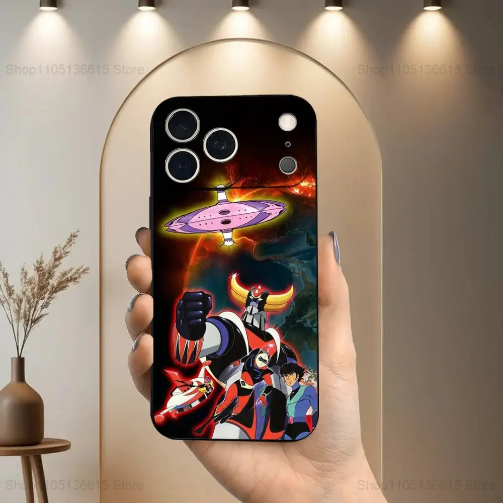 R-Robot g-ororak Anime UFO étui pour iPhone 17,16,15,14,13,12,11,Plus,Pro Max,XS,X,XR,SE,Mini,8,7, couverture noire en Silicone souple