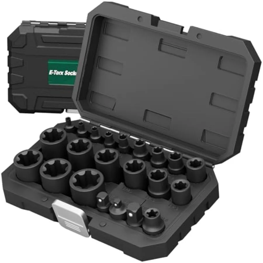 

22-Piece External Torx Plus Socket Set 6-Point EP4-EP32 with Specialty EP8.8 for EV Battery Removal 1/4" 3/8" 1/2" Drive E-Torx