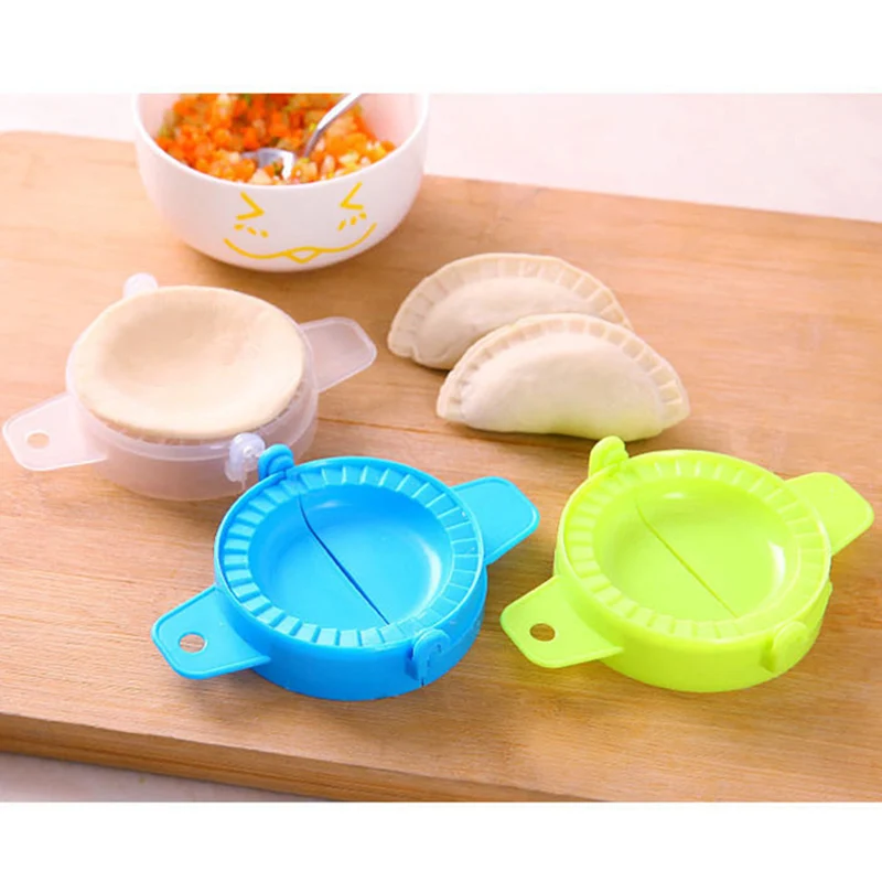 Quick & Effortless Dumpling Maker, Safe Food Grade, PP Press Moldes, Preencher Fold Press Process, Azul, Verde, Transparente, 3Pcs