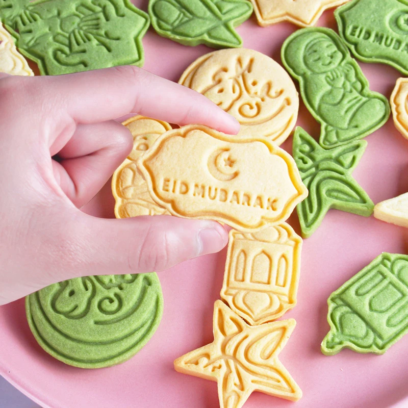 8/6pcs Eid Mubarak Biscuit Mold Cookie Cutter Set DIY Cake Baking Tools Islamic Muslim Party Ramadan Kareem Decoration Supplies