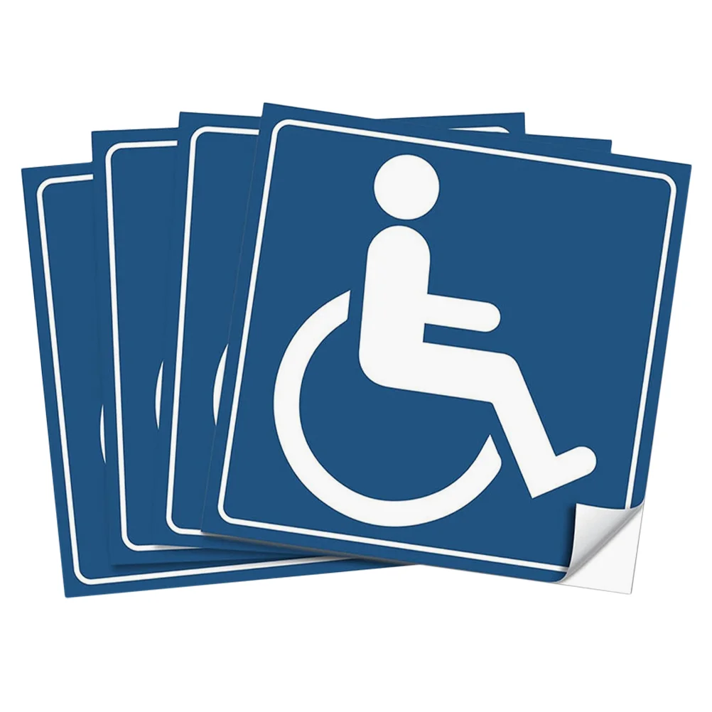 4pcs Blue Waterproof Handicap Wheelchair Vinyl Pathway Sign Stickers For Indoor And Outdoor Use In Public