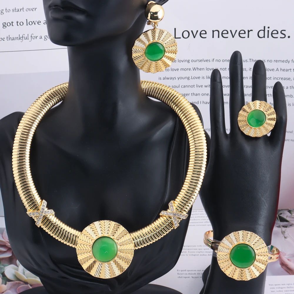 Luxuriöser Hochzeitsschmuck für Damen, Trendige Modeschmuck-Kollektion 2026, 18K Brasilianisch-Italienisch Vergoldete Schmucksets im Angebot – Detail 23