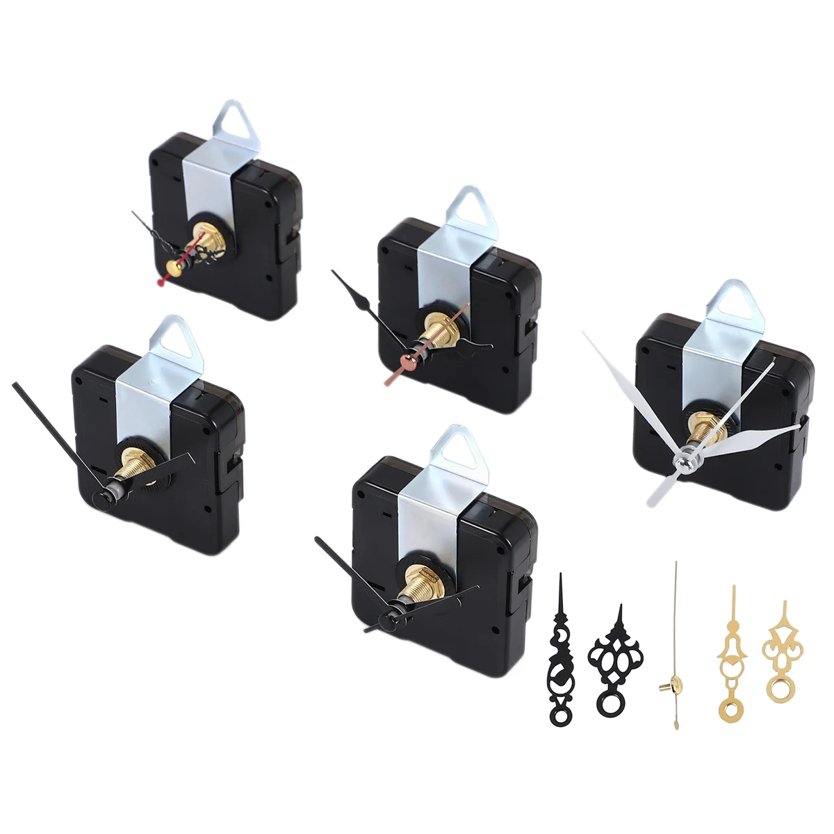 ABRJ-5 Pcs Clock Movement Mechanism Parts Silence Quartz DIY Wall Clock with 7 Different Pairs Clock Hands Replacement Kit