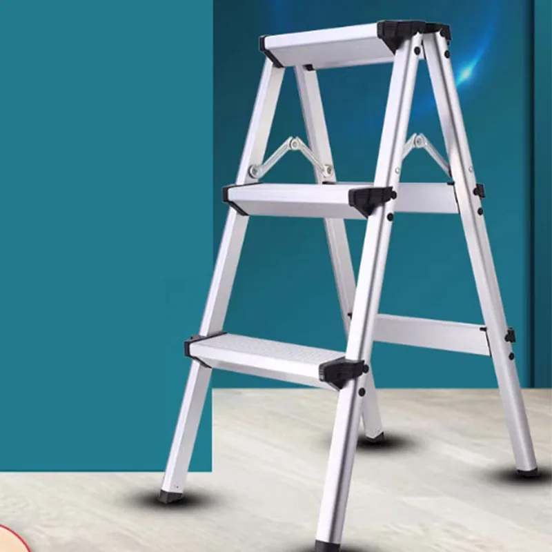 Widening double-sided Zigzag Ladder Folding 3-step Household Extension Ladder Shrinking Aluminum Alloy Elevator Photography Benc