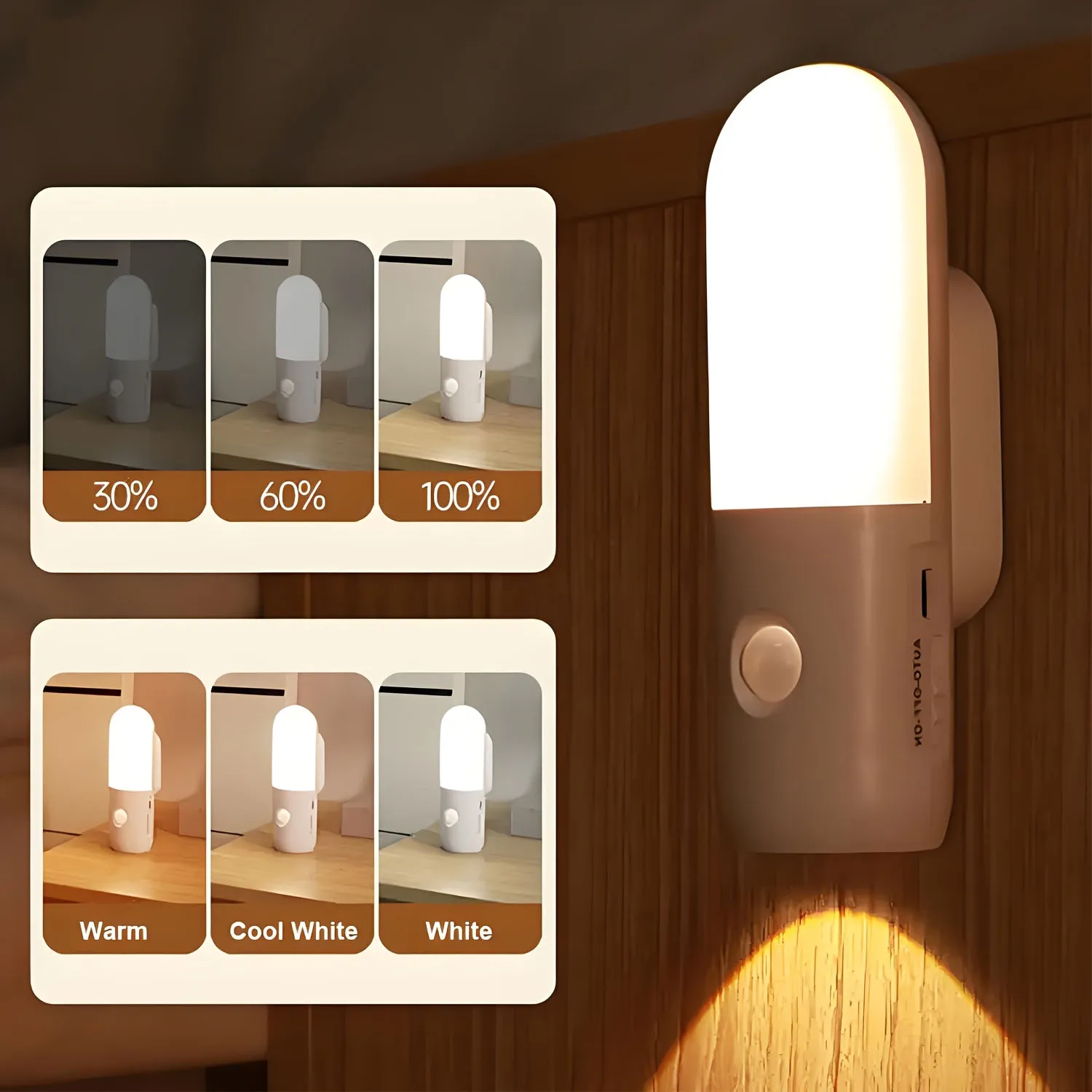 Luce notturna con sensore di movimento da 2 pezzi, luminosità regolabile, adatta per camere da letto, cucine, armadi, scale, corridoi