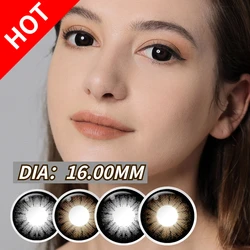 Grande lente de contato dioptriana para olhos, beleza cosmética com poder, cor preta, supersize, 16mm