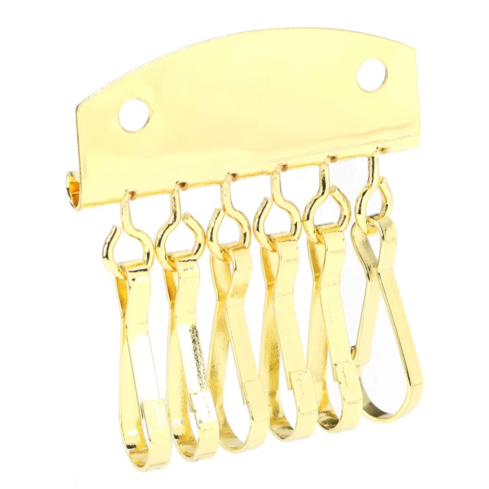 6 Hooks Clasp Clip Leather Keychain Gold/Bronze Color Key Organizer Design Key Case Holder Key Row Wallet For Bag Accessory