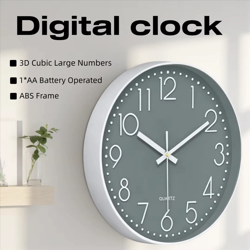 Cubic Quartz Wall Clock 3D Digital Clock for Living Room Bedroom Office Modern Style Silent Non Ticking Clock 8/10/12 Inch