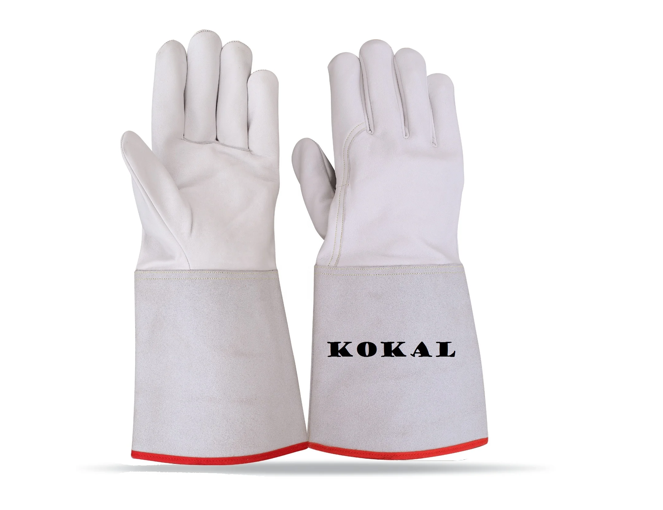 KOKAL Full Grain Goatskin Welding Gloves High Quality Heat-Resistant 14-inch Length 9 oz Thickness Customizable Color