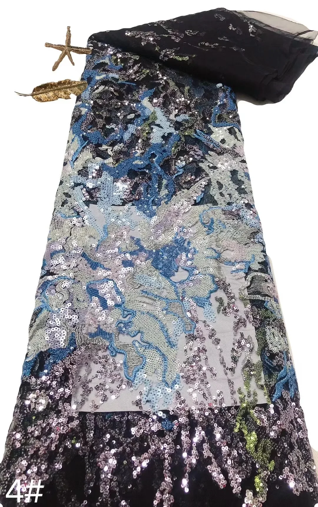 

Высококачественная модная французская вышивка с блестками, кружевная ткань, африканская нигерийская кружевная ткань для свадебного платья NHX6098