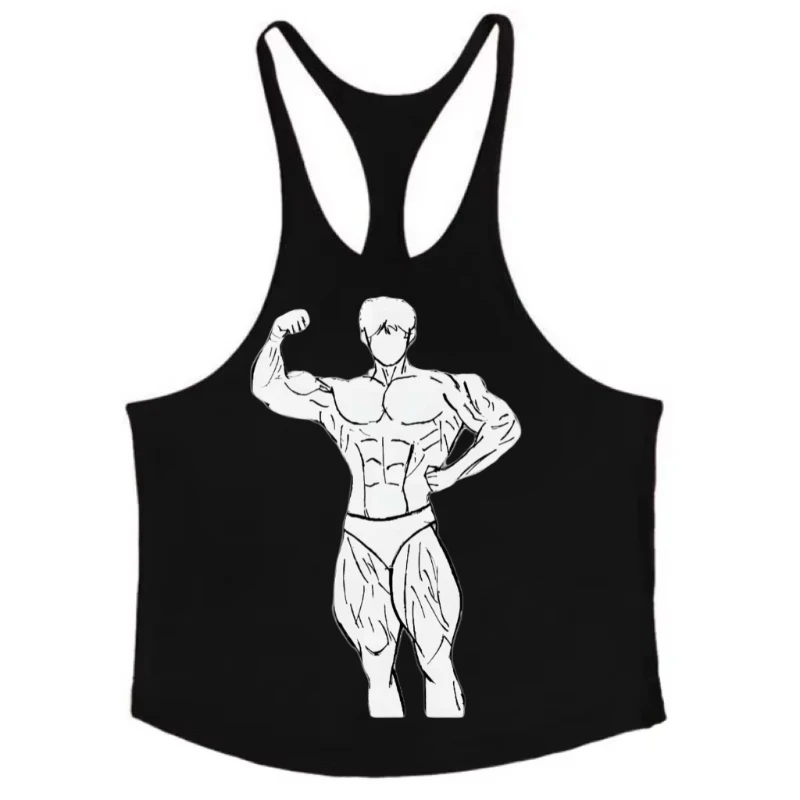 

Mens muscle vest Y back sleeveless fitness shirt for weight training running sports summer cool cotton breathable activewear