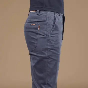 2025 Summer Thin Cotton Men's Casual Pants Trendy Versatile Elastic Light Business Trousers Work Formal Slim Straight Pants 3