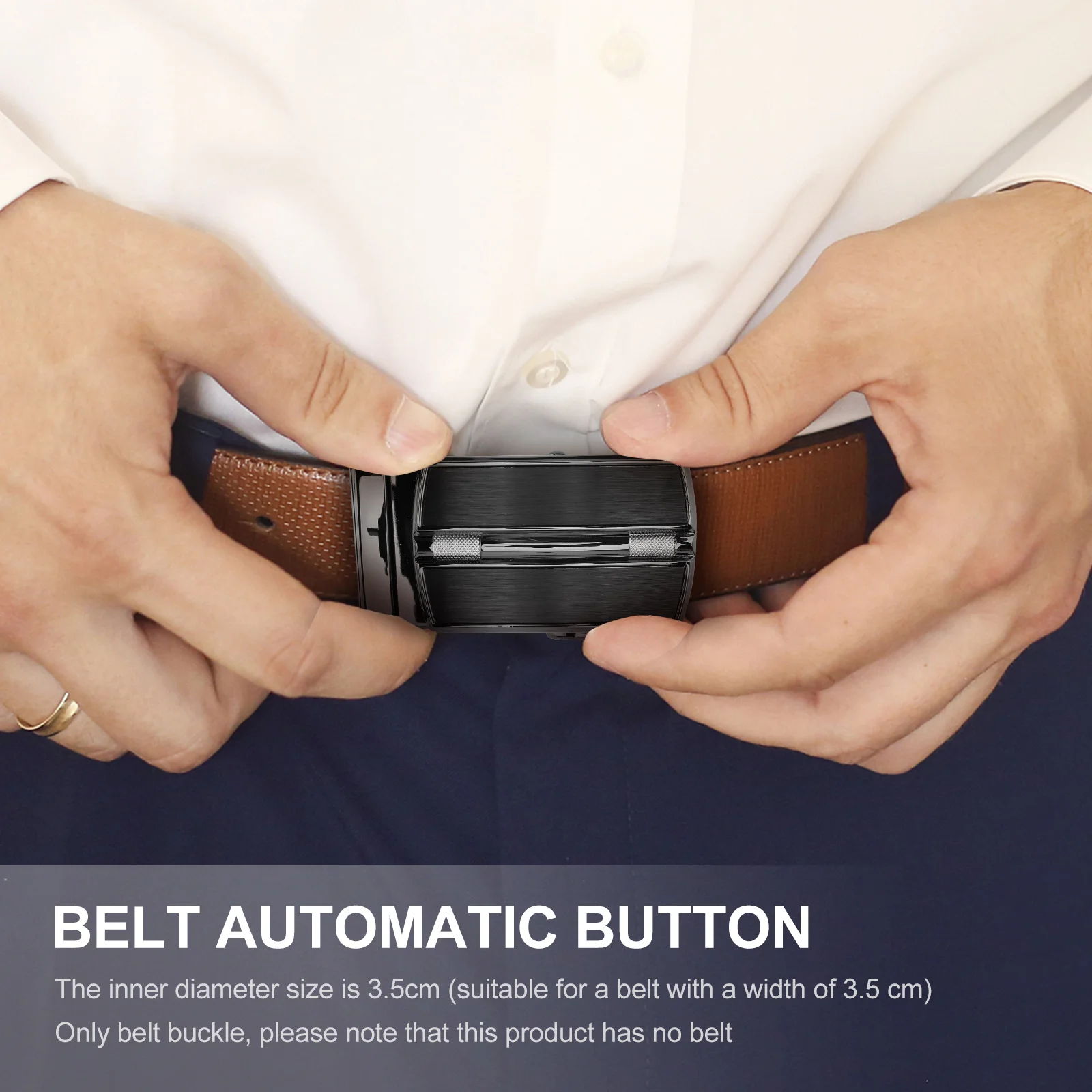 Gesper Sabuk Paduan Seng untuk Pria Pengikat Otomatis Tali Pinggang Tahan Lama Aksesori Bisnis Cocok untuk Celana Jeans dan Gaun