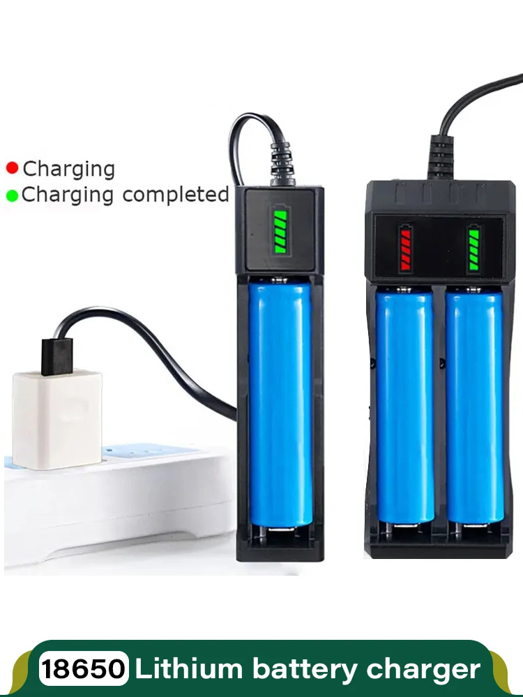 18650 Batterieladegerät 1/2/4 Steckplätze Dual 18650 Laden 3,7 V wiederaufladbare Lithiumbatterie USB-Ladegerät für 16340 14500 18650