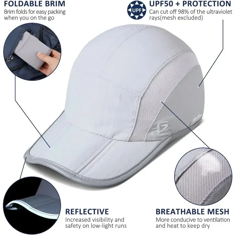 GADIEMKENSD Quick Drying Ultra-Thin Breathable Baseball Cap Men Women Snapback Folding Sport Outdoor Hiking Mountaineering Hat