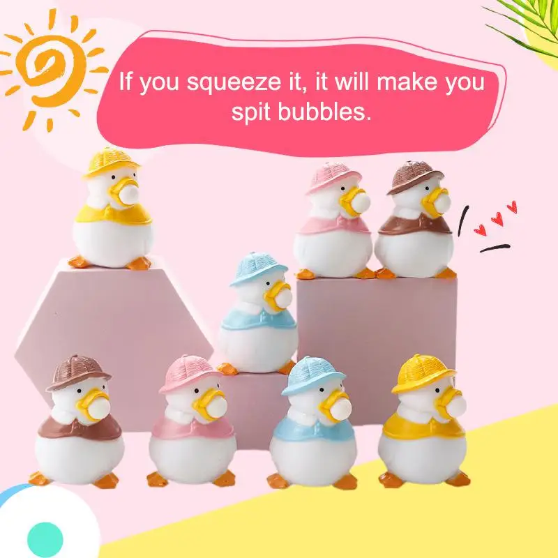 Cute Bubble Blowing Duck Fidget Toy Soft PVC For Stress Relief Kids Adults Home Office Daily Play