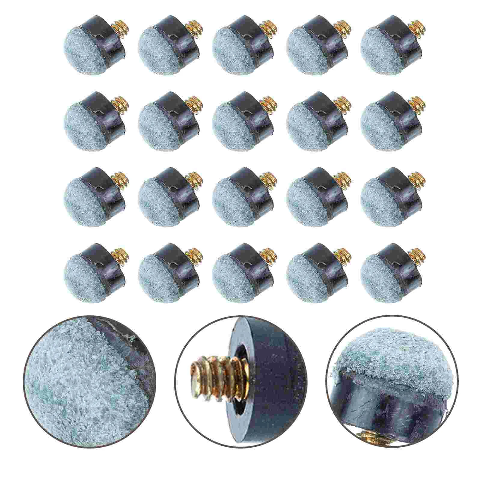 Billiards Hard Tips American and British Cue Table Tennis Supplies Head Accessories 12mm Screw Gray (blue) 20pcs