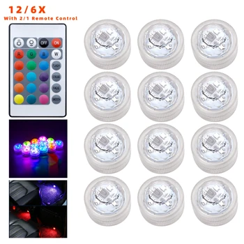 수중 LED 조명, 원격 3 LED 색상 변경 수영장, 방수 IP68 수중 장식 잔디 수영장, 12 PCs, 6PCs