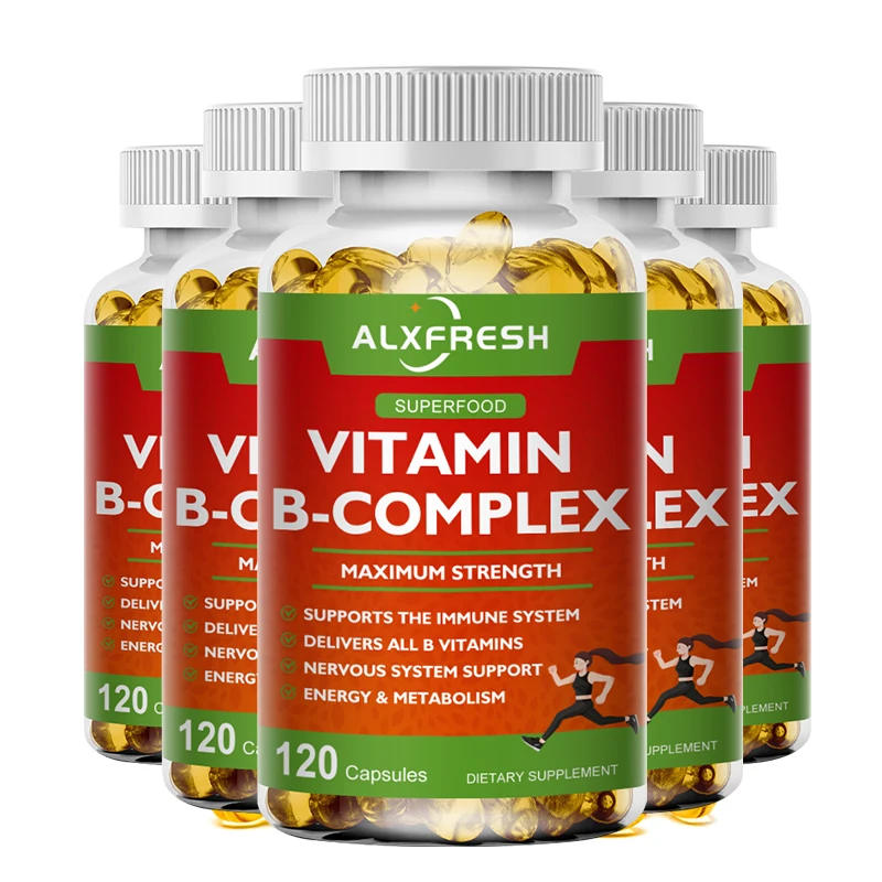 Alxfresh B-Complex Vitamin Supplements (B12 B1 B2 B3 B5 B6 B9 Folic Acid &Biotin), Immune & Energy Support