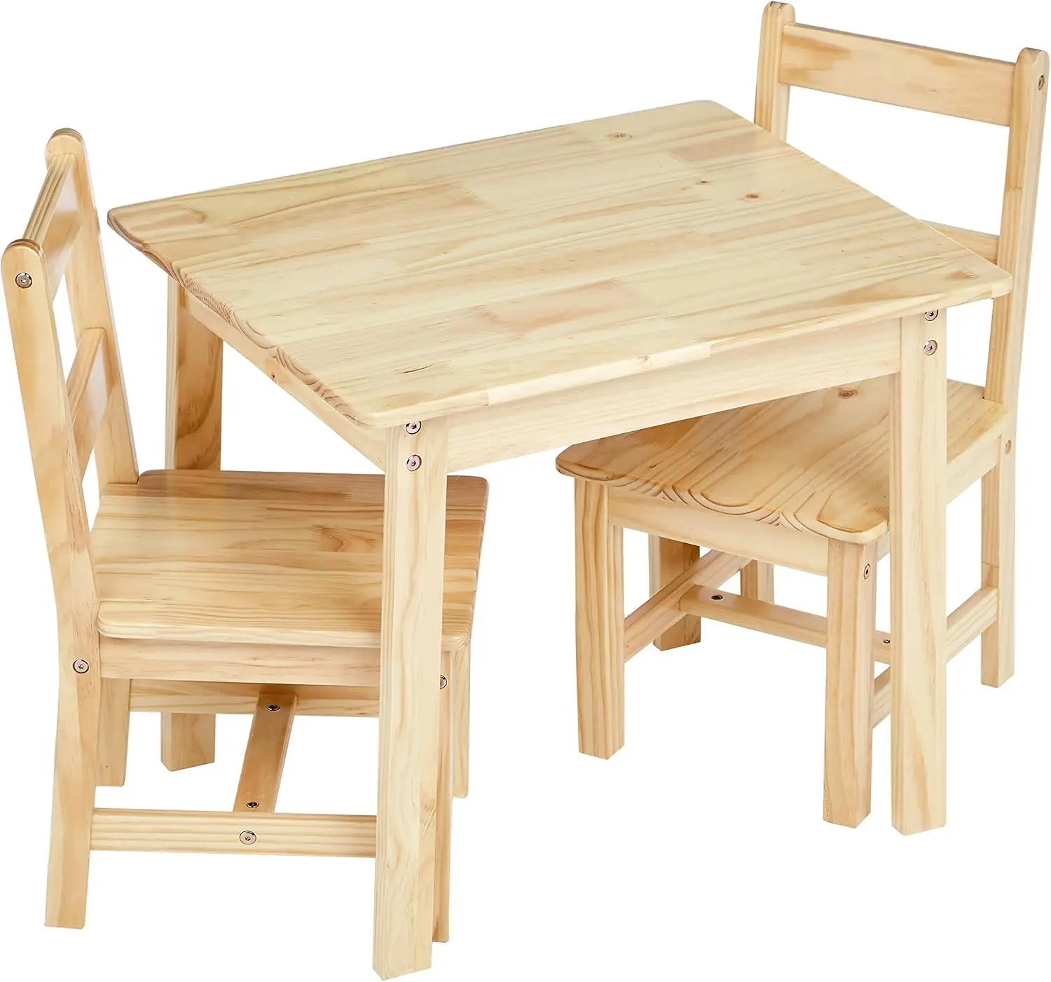 Conjunto infantil de madeira maciça e 2 cadeiras, 20x24x21 polegadas, 3 peças