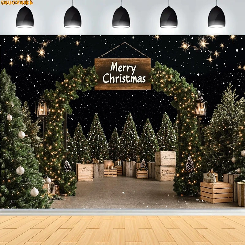 

Christmas Day Wreath Family New Year Party Photography Backdrops Prop Window Living Room Xmas Tree Gift Snow Background WD-06