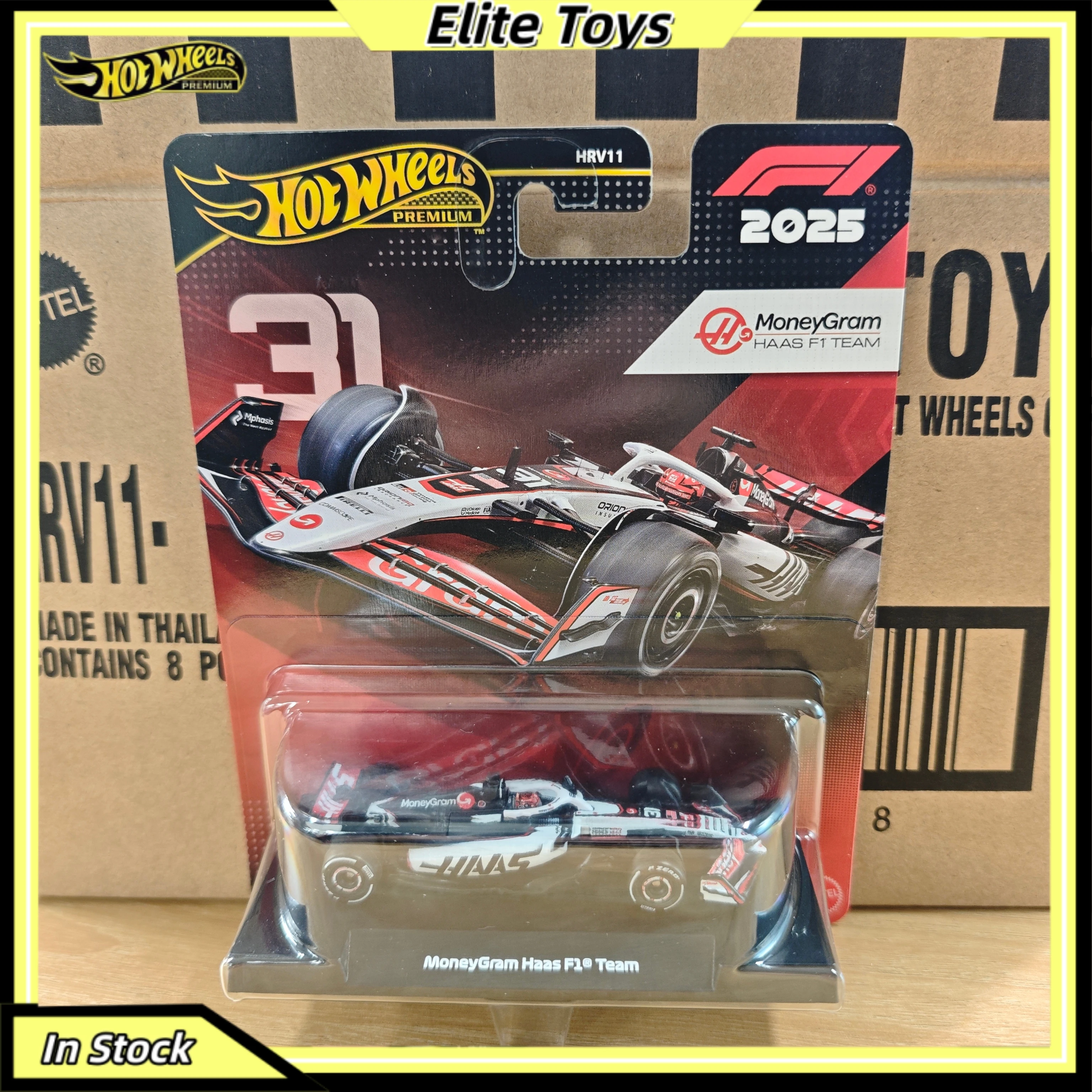 نموذج سيارة سباق Hot Wheels Premium 2025 F1 الجديد MoneyGram Haas # 31 F1 Team Alloy 1:64 Diecast Model لعبة مركبة قابلة للجمع #1