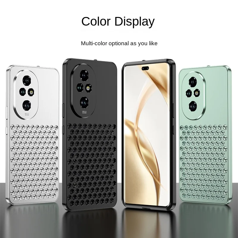 

Premium Metal hollow heat dissipation holes Back Cover For Honor 200 Pro ELP-AN00 ELI-AN00 Spring buckle Shockproof Phone Case