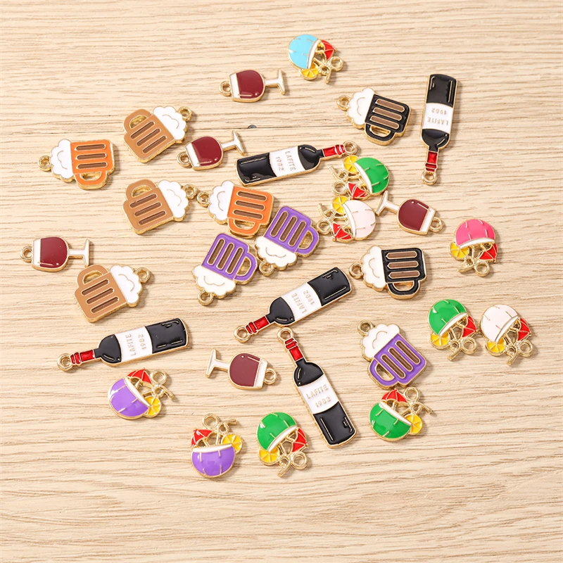 10 Stück Niedliche Emaille-Trinkbecher für Bier und Wein ﻿ Charms-Anhänger für die Herstellung von Tropfenohrringen, Halsketten, Armbändern, DIY-Bastelarbeiten, Schmuckzubehör – Detail 2