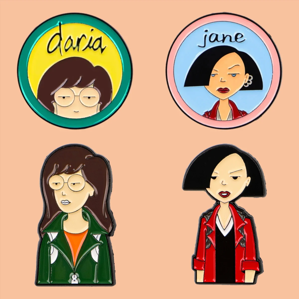4pcs/Set Cartoon Girls Enamel Pin Sarcastic Animation Brooches Bag Lapel Pins Badges on Backpack Accessories Jewelry Friend Gift