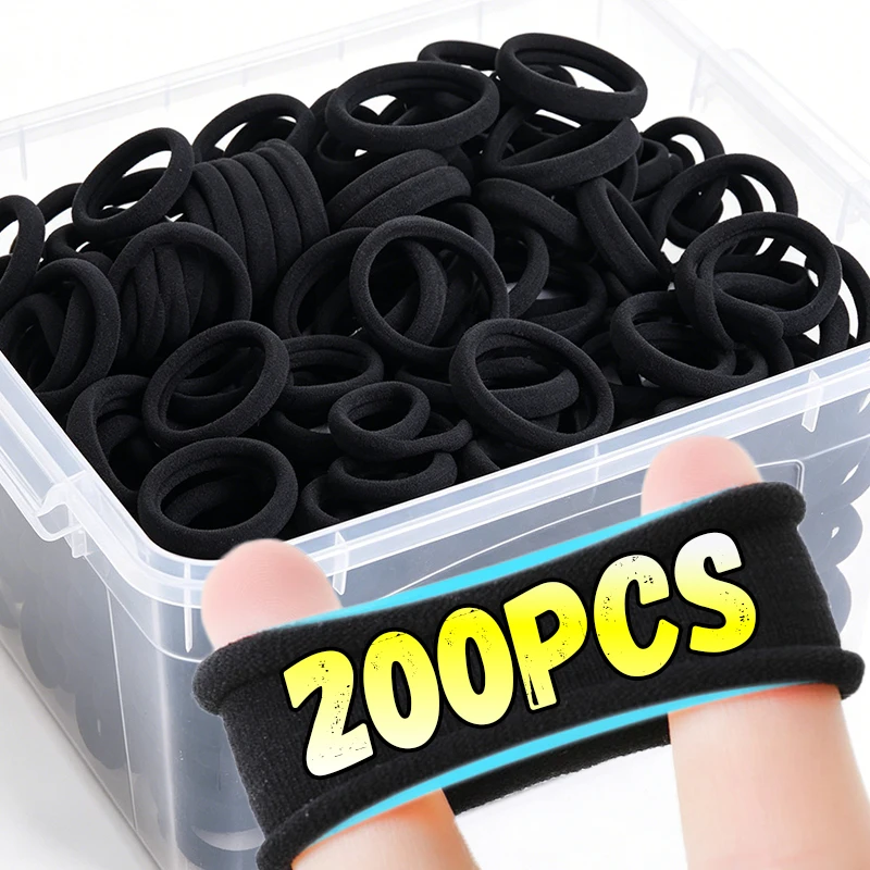 200/10pcs High Elastic Hair Bands for Women Girls Black Basic Hair Tie Headband Simple Ponytail Holder Headwear Hair Accessories