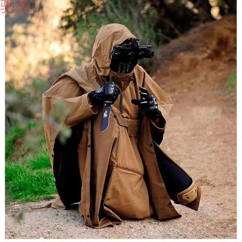 3 in 1 Outdoor Tactical Rain Poncho Individual Cape Camping Raincoat Rainstorm-level Waterproof Hiking Rain Coat Poncho Men