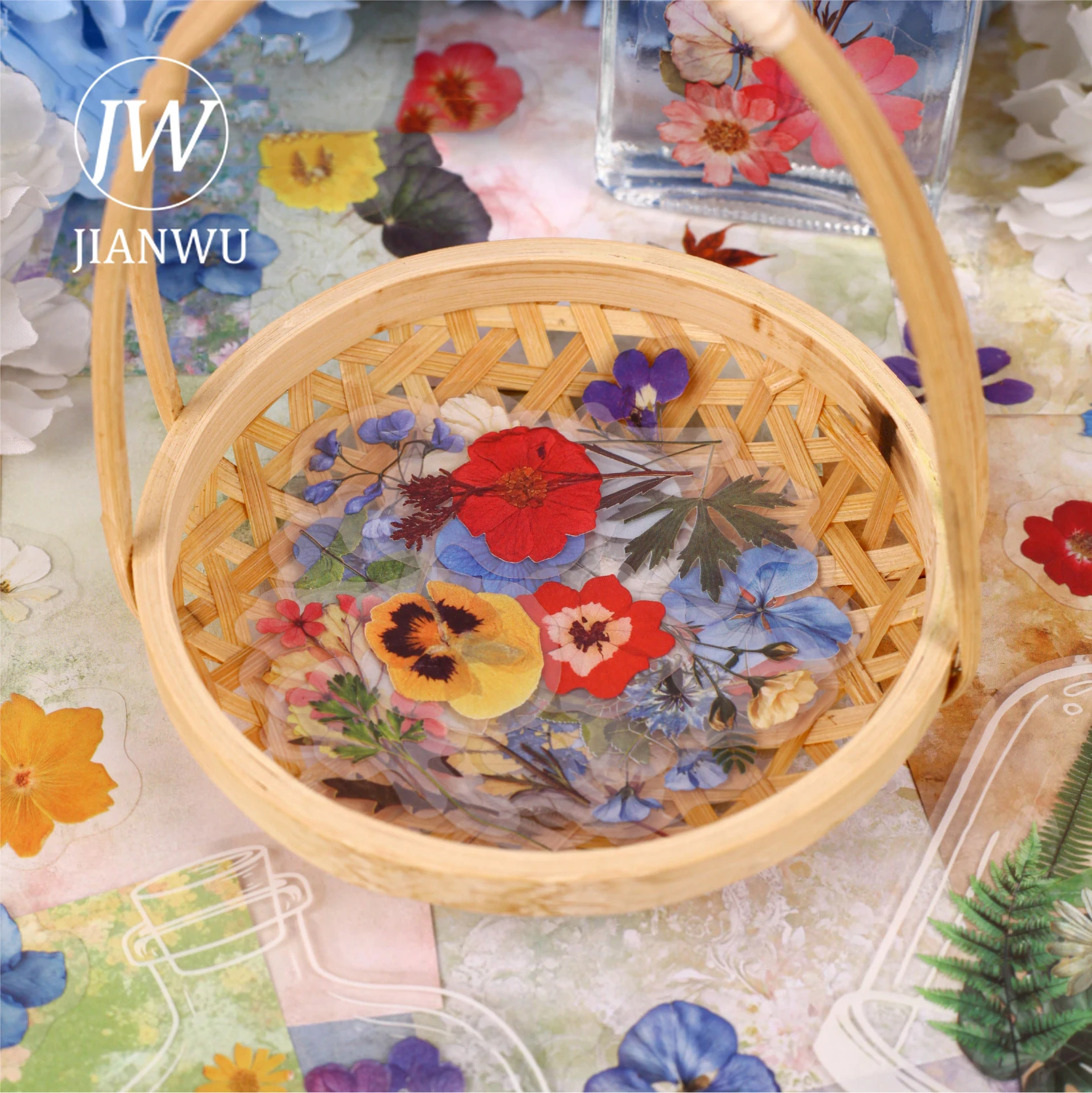 

JIANWU Flower Shadow Memo Series Vintage Vintage Floral Landscape Collage Scrapbook Material Creative Junk Journal Stationery