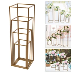 4Pcs Tall Gold Wedding Backdrop Flower Vase Stand Metal Table Centerpieces Decor Floral Arrangement for Party Home Decor