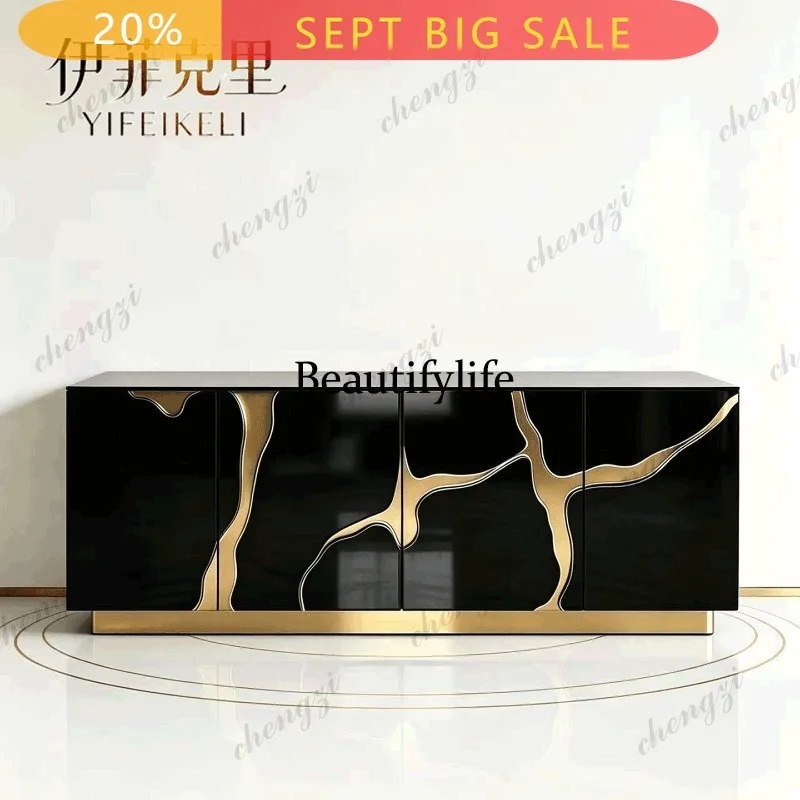 A182 Italian light luxury door cabinet, living room engraved storage cabinet, high-end storage and dining side cabinet