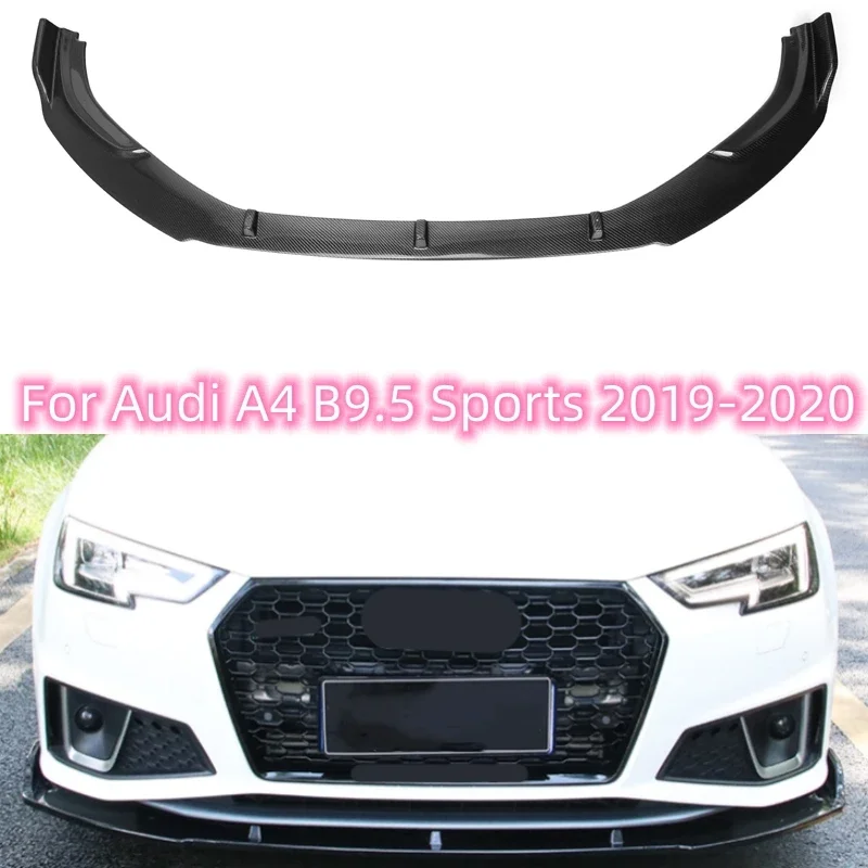 For Audi A4 B9.5 S4 S Line 2019 2020 Real Carbon Fiber Front Lip Spoiler  Splitter Chin Front Skirt  Protective Cover Body Kit