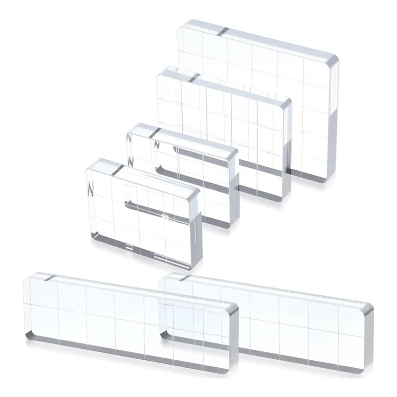 

AD30-для поделок, прозрачные для штамповочных блоков, 6 шт., с сеткой, акриловый блок для штампов, акриловые блоки