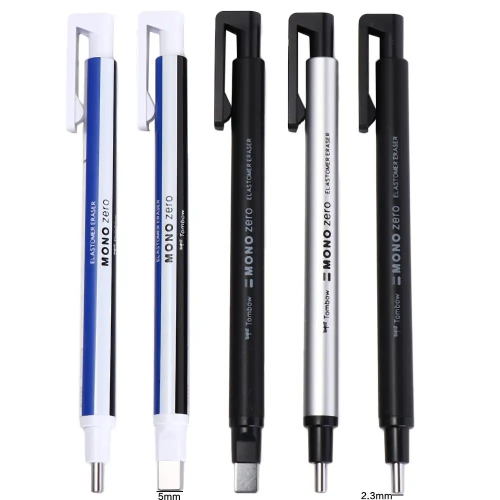 Professional Press Type Mechanical Eraser Super Fine Refillable Pen Shape Rubber High Gloss Sketching Pencil Eraser Stationery
