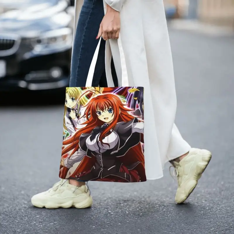 Custom High School DxD สาวเซ็กซี่ภาพเคลื่อนไหวผ้าใบผู้หญิงทนทานร้านขายของชำ Tote กระเป๋านักช้อป