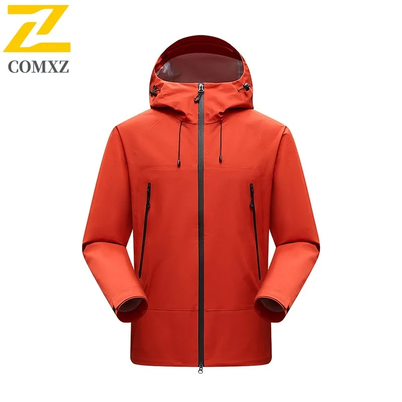 COMXZ Chaqueta يندبروف مقاوم للماء عادية في الهواء الطلق الدراجات معطف السفر المشي لمسافات طويلة ارتداء مقاومة حجم كبير الرجال سترة واقية سترة