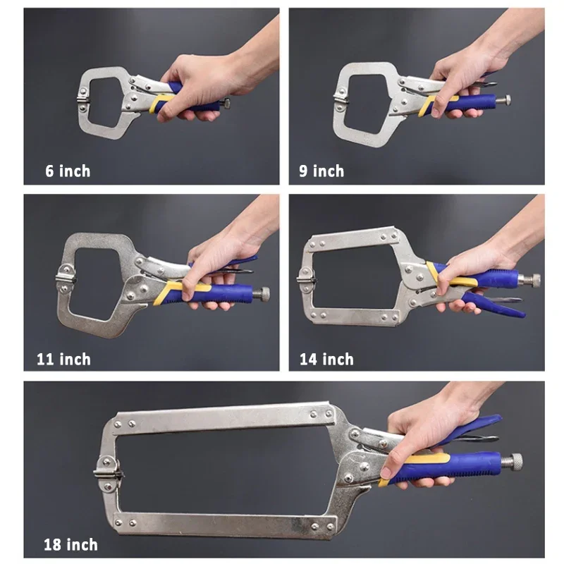 Imagem -06 - Alicadores de Solda C-clamp Ajustáveis Alicadores de Bloqueio Vice Grip Suportes de Solda Rápida Ferramenta de Fixação Manual 11 14 18