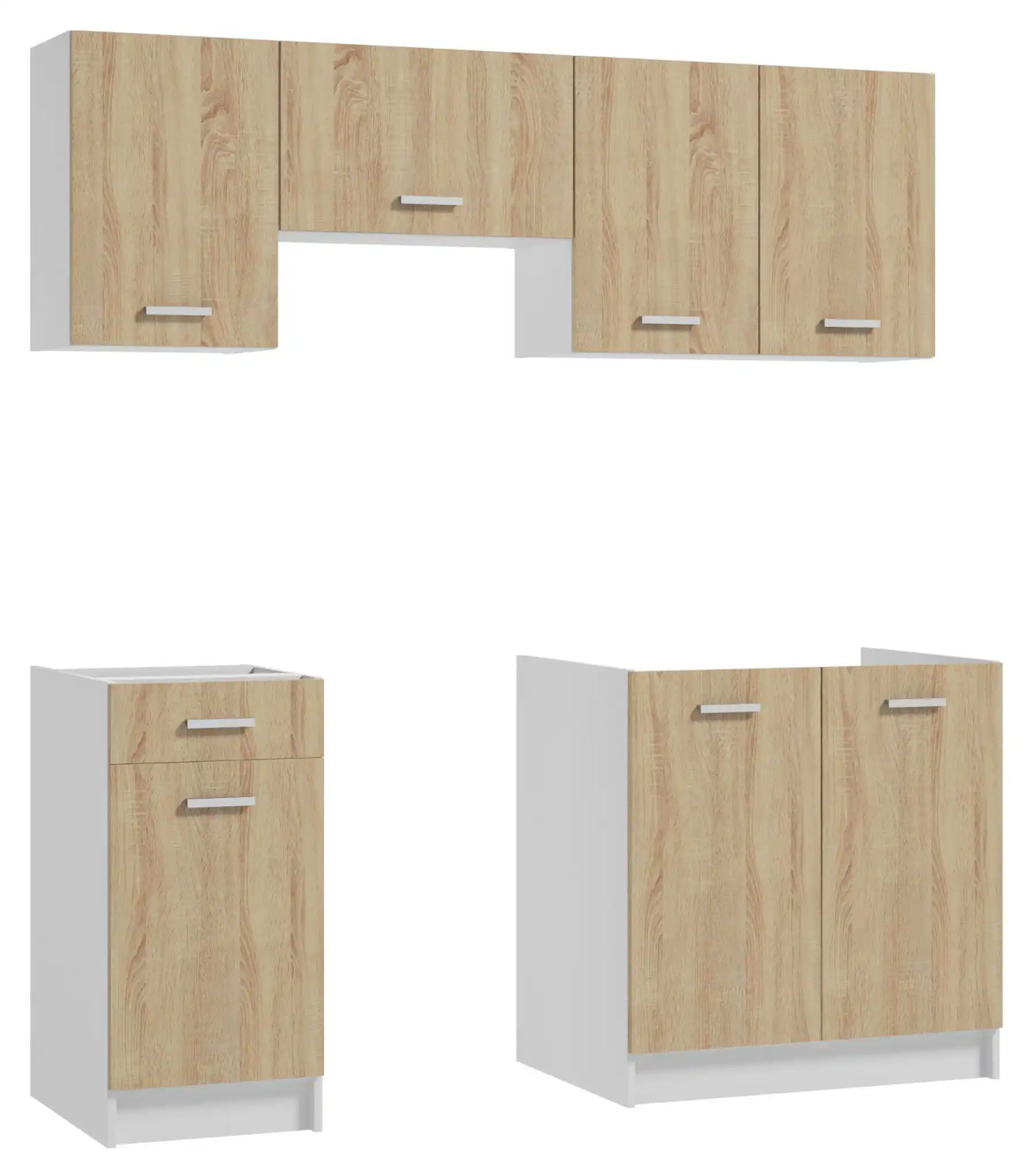 DomoDomo-Conjunto de muebles de cocina, roble Sonoma, 5 elementos, 180 cm