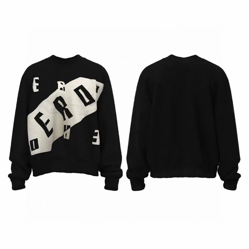 

23SS Vintage Vintage ERD Sweater Men Women 1:1 High Quality Sweaters Patchwork Sleeve Knit Sweatshirts Goth