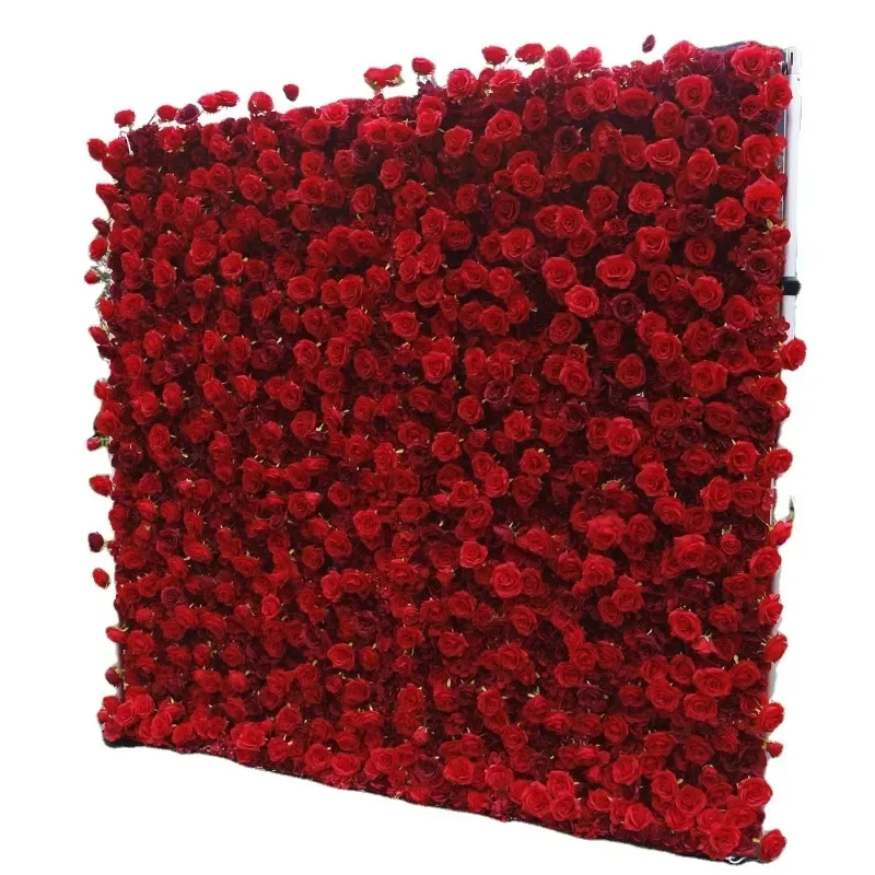 

Red Rose 5D Flower Wall Backdrop 8ftX8ft Size Cloth Flower Wall for Wedding Ceremony Event Stage Decoration