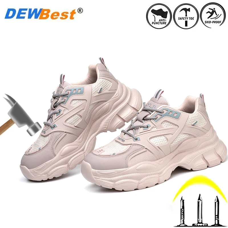 Ultra-lightweight super soft breathable female anti-smash anti-puncture steel head non-slip wear-resistant safety shoes women