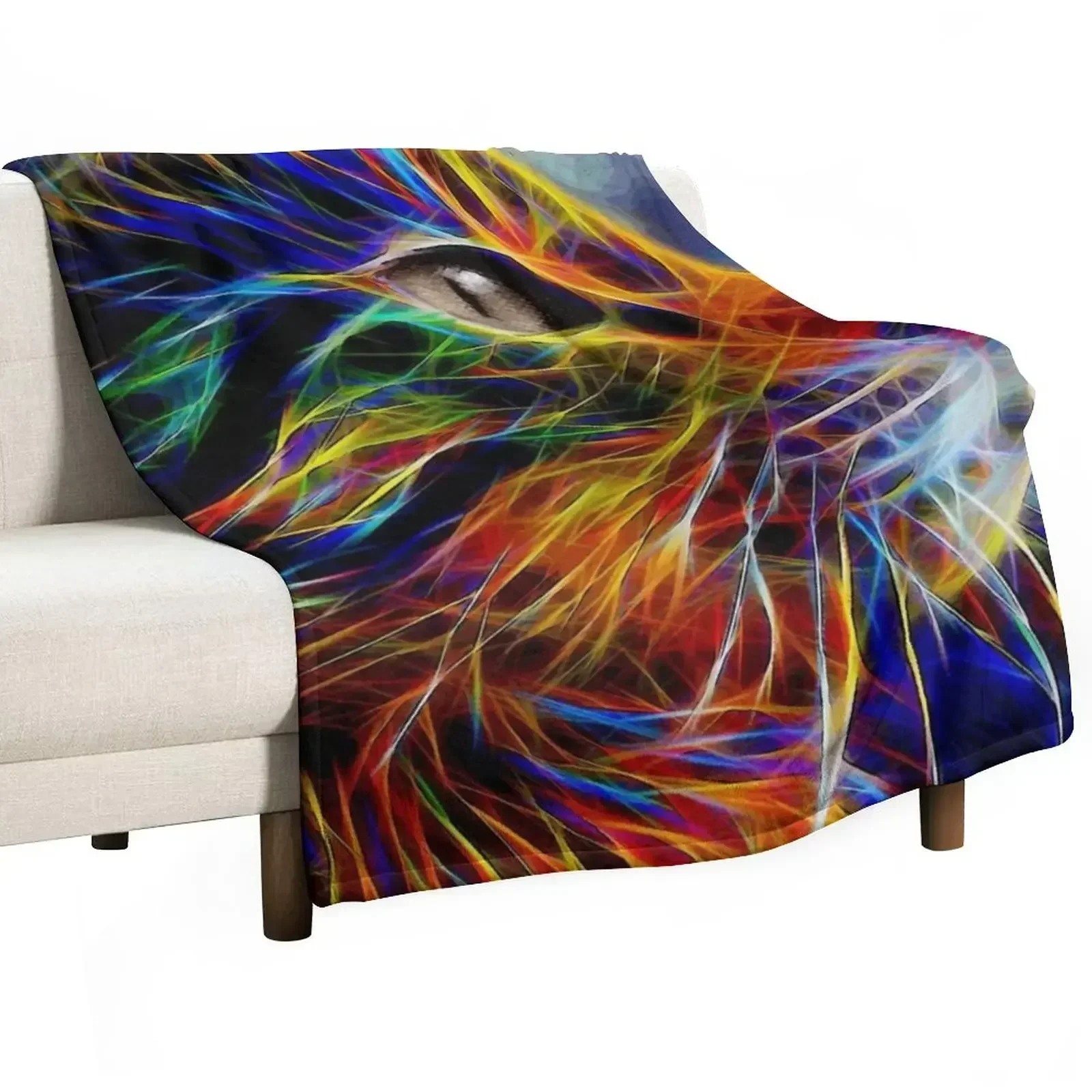 Neon cat, cat, chat, gato, lea roche paintings Throw Blanket Designers Large Furry Polar Blankets