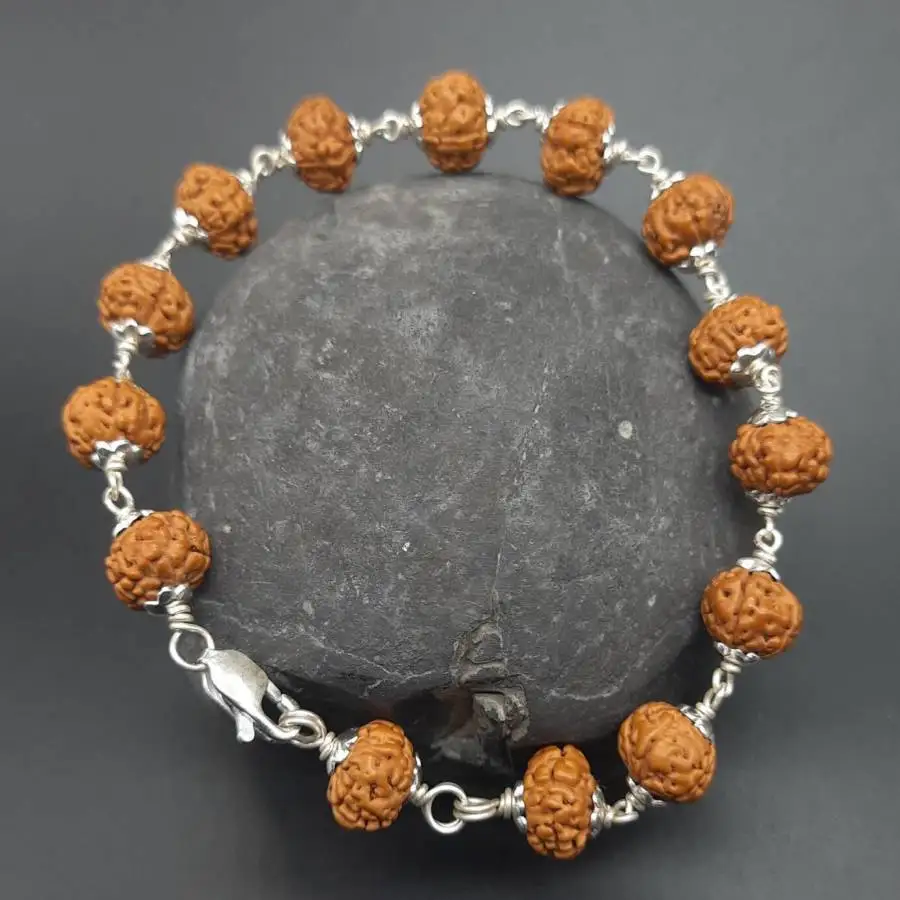 

Handmade Rudraksha bead bracelet,men's cuff button bracelet,Ramadan prayer bead,women's meditation,holiday gift,daily wear