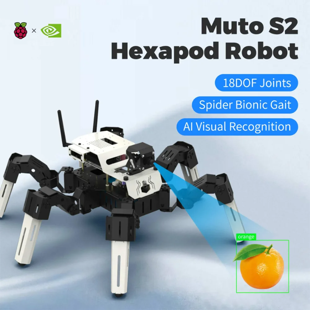 Yahboom Hexapod Robot Kit for Raspberry Pi 4B and Jetson NANO with 18PCS Servo Spider Robot Bionic Toy AI Visual Recognition