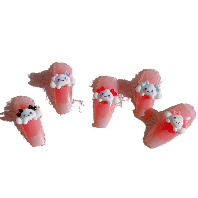 50 ชิ้น 3D Cinnamoroll โบว์เล็บ Charms - ปุยเรซิ่นริบบิ้นตกแต่งสําหรับ Kawaii เล็บ